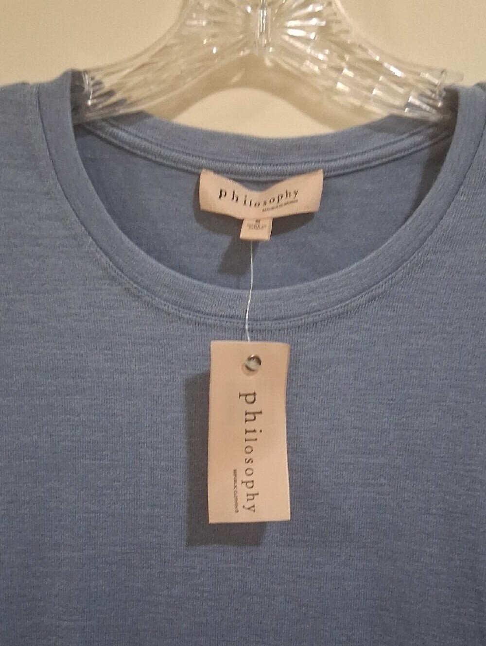 Nwt Women Philosophy Light Blue Crewneck Short Sleeve Tee - Picture 2 of 6